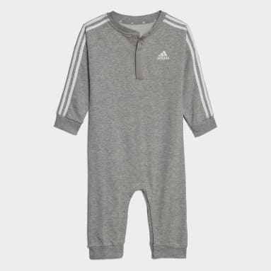 Kinder Sportswear Essentials 3-Streifen French Terry Einteiler – Genderneutral Grau