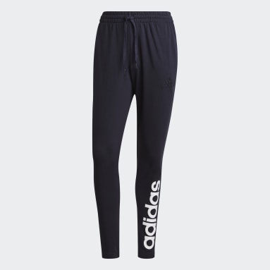 Men Training Blue Essentials Single Jersey Tapered Elastic Cuff Logo Pants