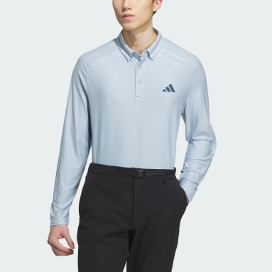 남성 Golf Blue 긴팔 스트레치 폴로 셔츠