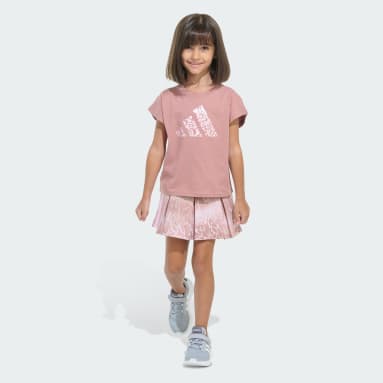 Two-Piece Sleeveless Box Tee and Printed French Terry Skort Set