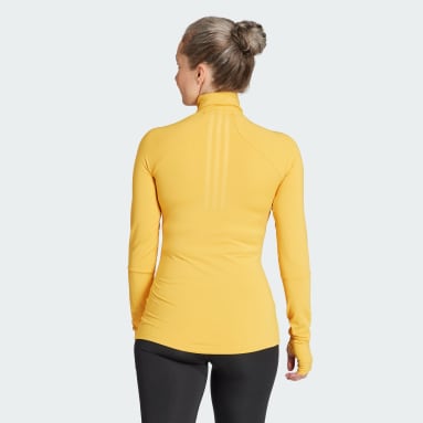 Women Gym & Training Yellow Techfit COLD.RDY 1/4 Zip Long Sleeve Training Top