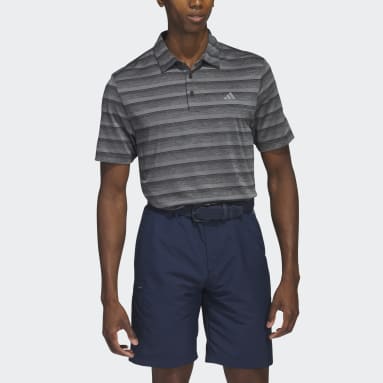 Men Golf Black Two-Color Striped Golf Polo Shirt