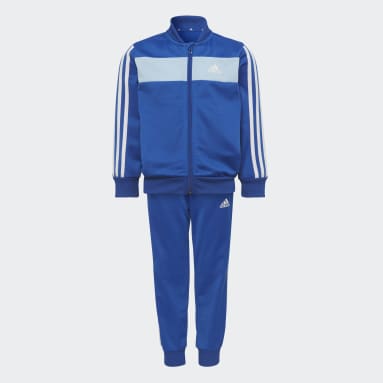 Kinder Sportswear Essentials 3-Streifen Shiny Trainingsanzug Blau