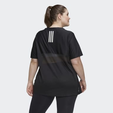 Women Running Black Runner T-Shirt (Plus Size)