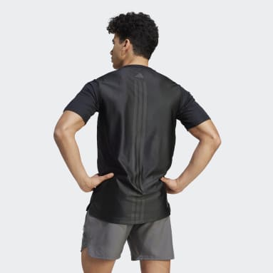 Muži Cvičení A Trénink černá Tričko HIIT Workout 3-Stripes