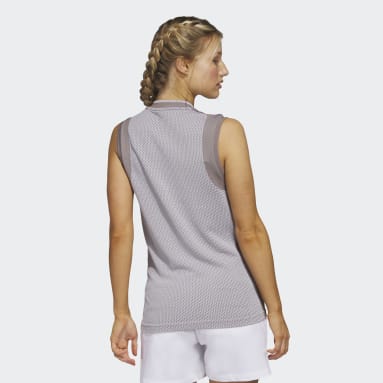 Women Golf Brown Ultimate365 Tour Sleeveless Primeknit Golf Polo Shirt
