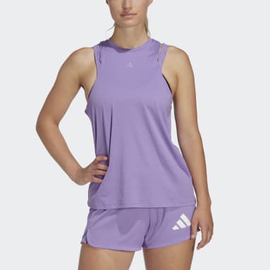 Women Gym & Training Purple AEROREADY Train Essentials 3 Bar Logo Tank Top