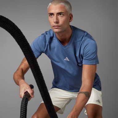 ผู้ชาย เทรนนิง สีน้ำเงิน เสื้อยืด Designed for Training HIIT Workout HEAT.RDY