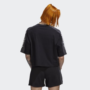 Blocked Graphic Crop T-skjorte Svart