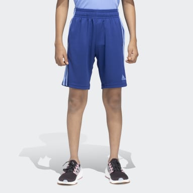 Girls Training Blue SPORTS PERFORMANCE 3 STRIPES SHORTS