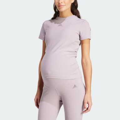 Women Sportswear Purple Ribbed Fitted Tee (Maternity)