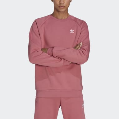 Men Originals Pink Trefoil Essentials Crewneck Sweatshirt