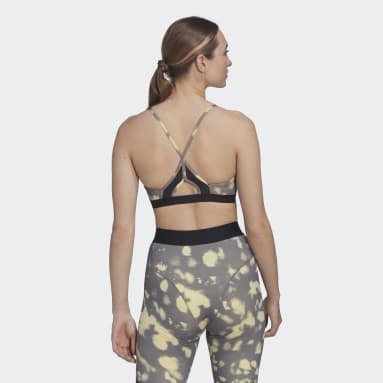 Women Gym & Training Yellow adidas Aeroreact Light-Support Hyperglam Printed Bra