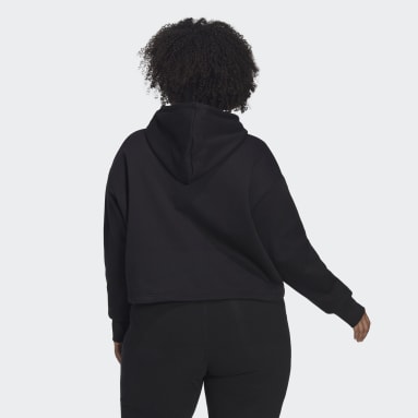 Women's Originals Black Adicolor Essentials Crop Fleece Hoodie (Plus Size)