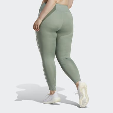 Frauen Fitness & Training Optime TrainIcons 3-Streifen 7/8-Leggings – Große Größen Grün