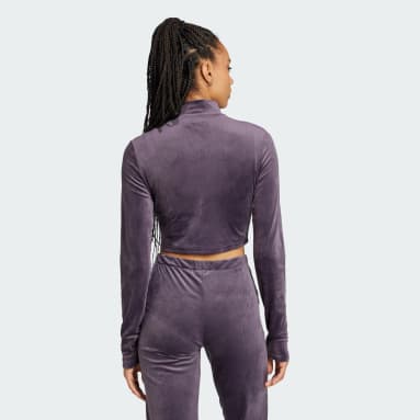 Koszulka Long Sleeve Rhinestone Trefoil Velvet Crop