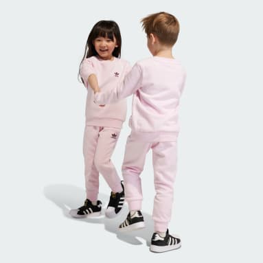 เด็ก Originals สีชมพู ชุดเสื้อคอกลมและกางเกง Adicolor