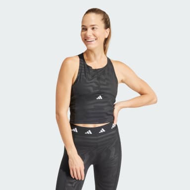 เสื้อกล้ามเทรนนิงทรงครอปพิมพ์ลาย Techfit