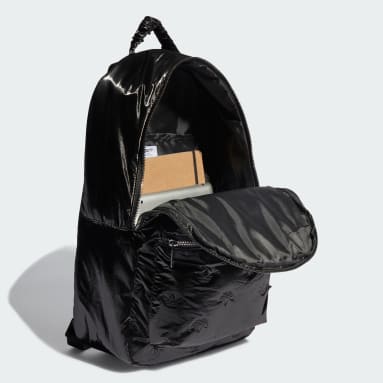 Women Originals Black Puffy Satin Backpack