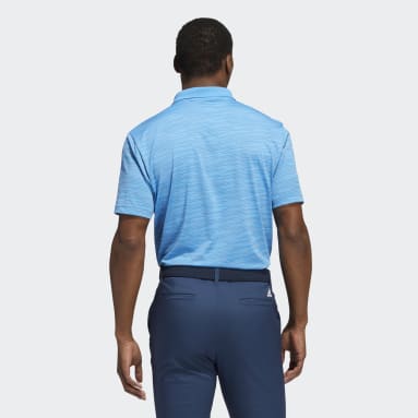 Men's Golf Blue Contrast-Stripe Polo Shirt