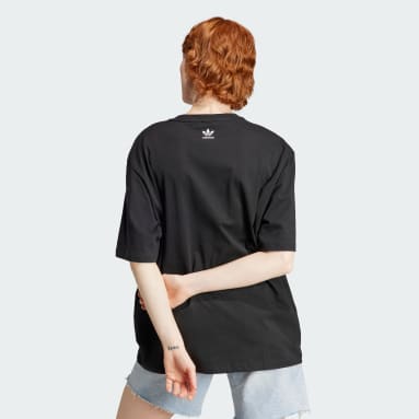 Camiseta Bordada Con El Trifolio Floral Negro Mujer Originals