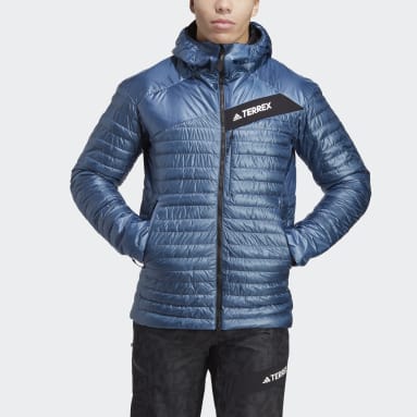 Heren TERREX blauw Techrock Year-Round Donsjack met Capuchon