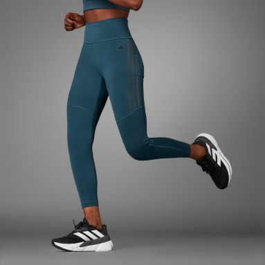 Women Running Turquoise DailyRun 3-Stripes 7/8 Leggings