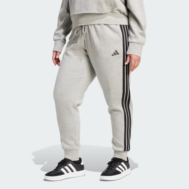 Essentials 3-Stripes Fleece Slim Pants (Plus Size)