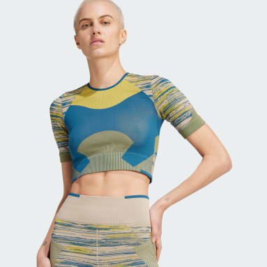 adidas by Stella McCartney TrueStrength Yoga Crop T-skjorte Blå