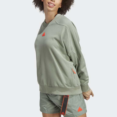 Sweat-shirt ras-du-cou ample City Escape Vert Femmes Sportswear