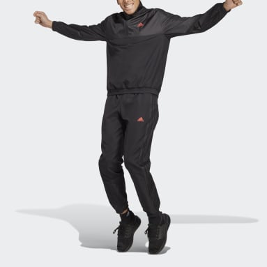 Men Sportswear Black 1/4 Zip Woven Track Suit