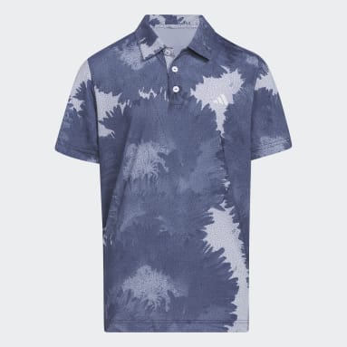 Youth Golf Blue Flower Mesh Polo Shirt