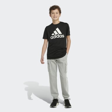 Youth Sportswear Grey Cargo Fleece 3-Stripes Joggers