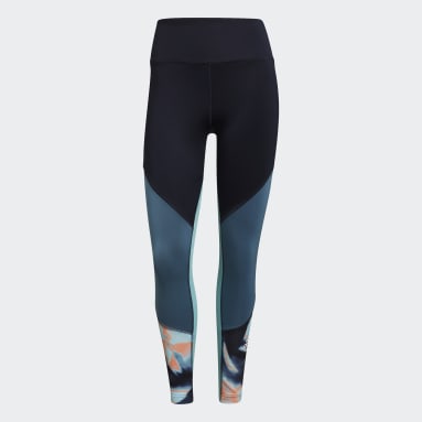 Licras Deportivas Estampadas 7/8 Feelbrillant AEROREADY You for You Pretina Alta Azul Mujer Training