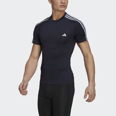 Men Training Blue Techfit 3-Stripes Training Tee