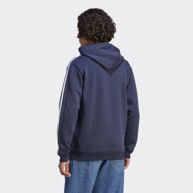 Hoodie Essentials Fleece 3-Stripes Blu Uomo Sportswear