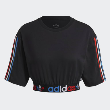 Dames Originals Adicolor Primeblue Tricolor Cropped T-shirt