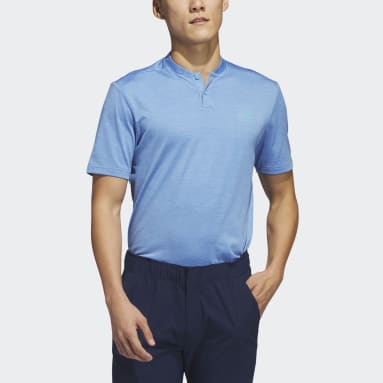Men Golf Blue Textured Stripe Golf Polo Shirt