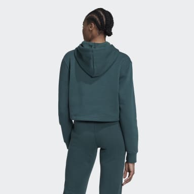 Women Originals Green Adicolor Essentials Crop Fleece Hoodie