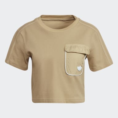 Cropped Utility Tee Beżowy