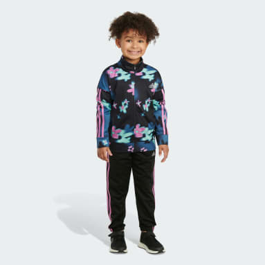 Children Sportswear Black Allover Print Tricot Track Set
