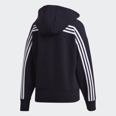 Polera con Capucha 3 Tiras Doubleknit Full-Zip Scuba Negro Mujer Sportswear
