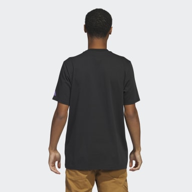 Men Training Black Linear Beach-Bit Short Sleeve Graphic Tee