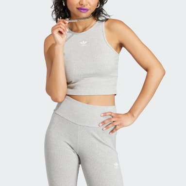 adidas loose crop tank pink and black women