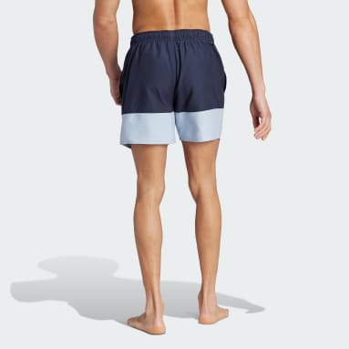Men Swim Blue Colorblock Swim Shorts Short Length