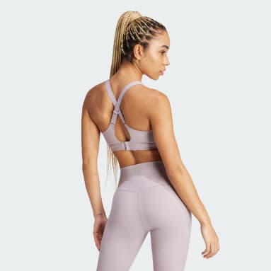 One Shoulder Lace Up Sports Bra and Leggings Set in Lilac - Retro