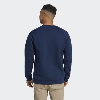 Men Originals Blue Trefoil Essentials Crewneck Sweatshirt