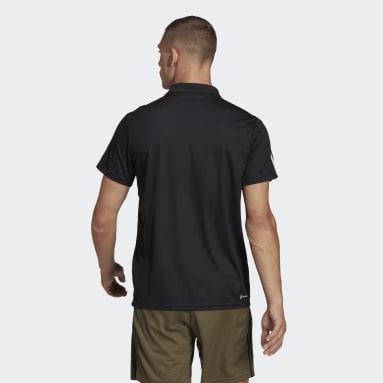 Polo Train Essentials Piqué Training 3 bandas Negro Hombre Gimnasio Y Entrenamiento
