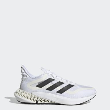 white adidas running shoes with black stripes