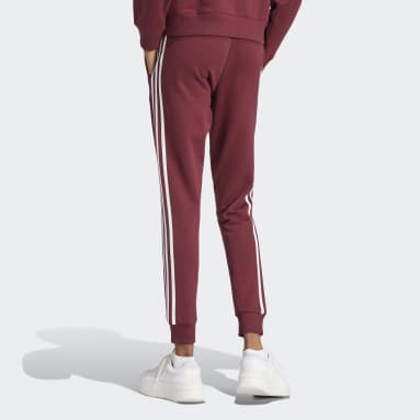 Women Sportswear Burgundy Essentials 3-Stripes French Terry Cuffed Pants